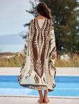 Plus Size Beach Kaftan Dress with V Neck