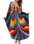 Plus Size V Neck Butterfly Kaftan Beach Dress