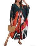 Colorful Plus Size Kaftan Dress with Pockets