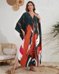 Colorful Plus Size Kaftan Dress with Pockets