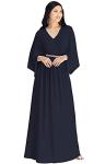 Dark Navy Blue V-Neck Dolman Sleeve Kaftan