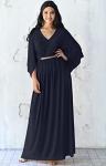 Dark Navy Blue V-Neck Dolman Sleeve Kaftan