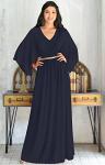Dark Navy Blue V-Neck Dolman Sleeve Kaftan