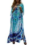 Plus Size Moroccan Print V-Neck Kaftan Dress