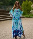 Plus Size Moroccan Print V-Neck Kaftan Dress