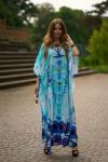 Plus Size Moroccan Print V-Neck Kaftan Dress