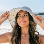 Beige Wide-Brim Women's Kaftan Sun Hat