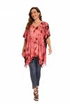 Red Boho Tie Dye Plus Size Kaftan Top