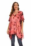 Red Boho Tie Dye Plus Size Kaftan Top