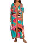 Plus Size Cyan Kaftan Dress for Swim Cover-Up
