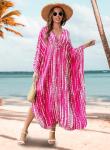 V-Neck Batwing Sleeve Tie Dye Kaftan Dress