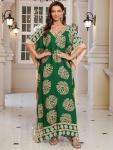 Plus Size V Neck Batwing Sleeve Kaftan Dress