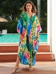 Plus Size Colorful Leopard Beach Kaftan Dress