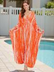 Plus Size Animal Print V-Neck Kaftan Dress