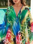 Plus Size Colorful Leopard Beach Kaftan Dress