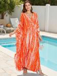 Plus Size Animal Print V-Neck Kaftan Dress