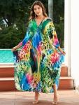 Plus Size Colorful Leopard Beach Kaftan Dress