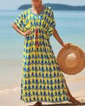 Plus Size Kaftan Dress with Waist Drawstring