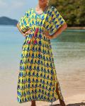 Plus Size Kaftan Dress with Waist Drawstring
