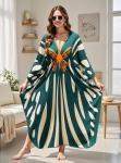 Plus Size V-Neck Boho Kaftan Maxi Dress