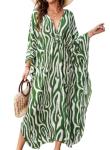 Plus Size Printed Kaftan Dress with Batwing Sleeves