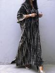 Moss Rose Black V Neck Beach Kaftan Dress