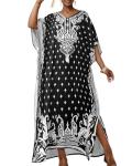Plus Size Black Ethnic Kaftan Beach Dress