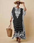 Plus Size Black Ethnic Kaftan Beach Dress