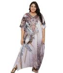 Plus Size Satin Silk V Neck Kaftan Dress