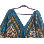 Teal Leopard Plus Size Boho Kaftan Dress
