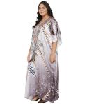 Plus Size Satin Silk V Neck Kaftan Dress