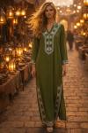Antthony "Sultan" Embroidered Kaftan Dress Midnight Olive