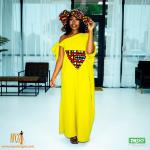 African Print One-Shoulder Kaftan Dress with Hat