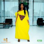 African Print One-Shoulder Kaftan Dress with Hat