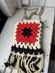 Boho Upcycled Kaftan Crossbody Bag with Fringe