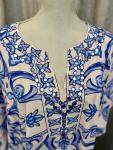 Blue and White Kaftan Dress with Jewelry