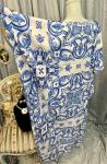 Blue and White Kaftan Dress with Jewelry