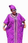 Plus Size Purple African Kaftan Dress with Headwrap