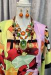 Colorful Kaftan Dress with Matching Jewelry