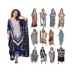 Plus Size Geometric V-Neck Kaftan Maxi Dress