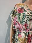 Floral Midi Kaftan Dress with Pom Pom Sleeves