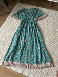 Teal Floral Maxi Kaftan Dress with Tassels