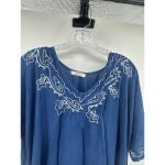 Blue Embroidered Boho Midi Kaftan Dress