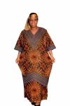Colorful Geometric V-Neck Kaftan Dress Plus Size