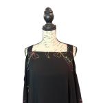 Black Fringe Embroidered Kaftan Poncho for Women