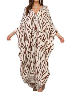 Plus Size Floral Print Kaftan Dress for Summer