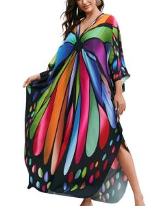 Plus Size Batwing Sleeve Kaftan Maxi Dress