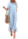 Sky Blue Plus Size Beach Cover-Up Kaftan Dress