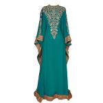 Teal Long Sleeve Maxi Dress Kaftan for Women