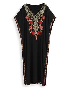 Moroccan Plus Size Embroidered Kaftan Dress